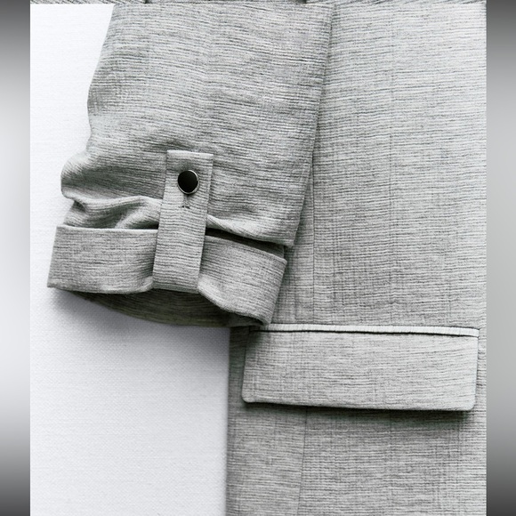 Zara NWT Grey Rolled Sleeve Blazer - Picture 8 of 9